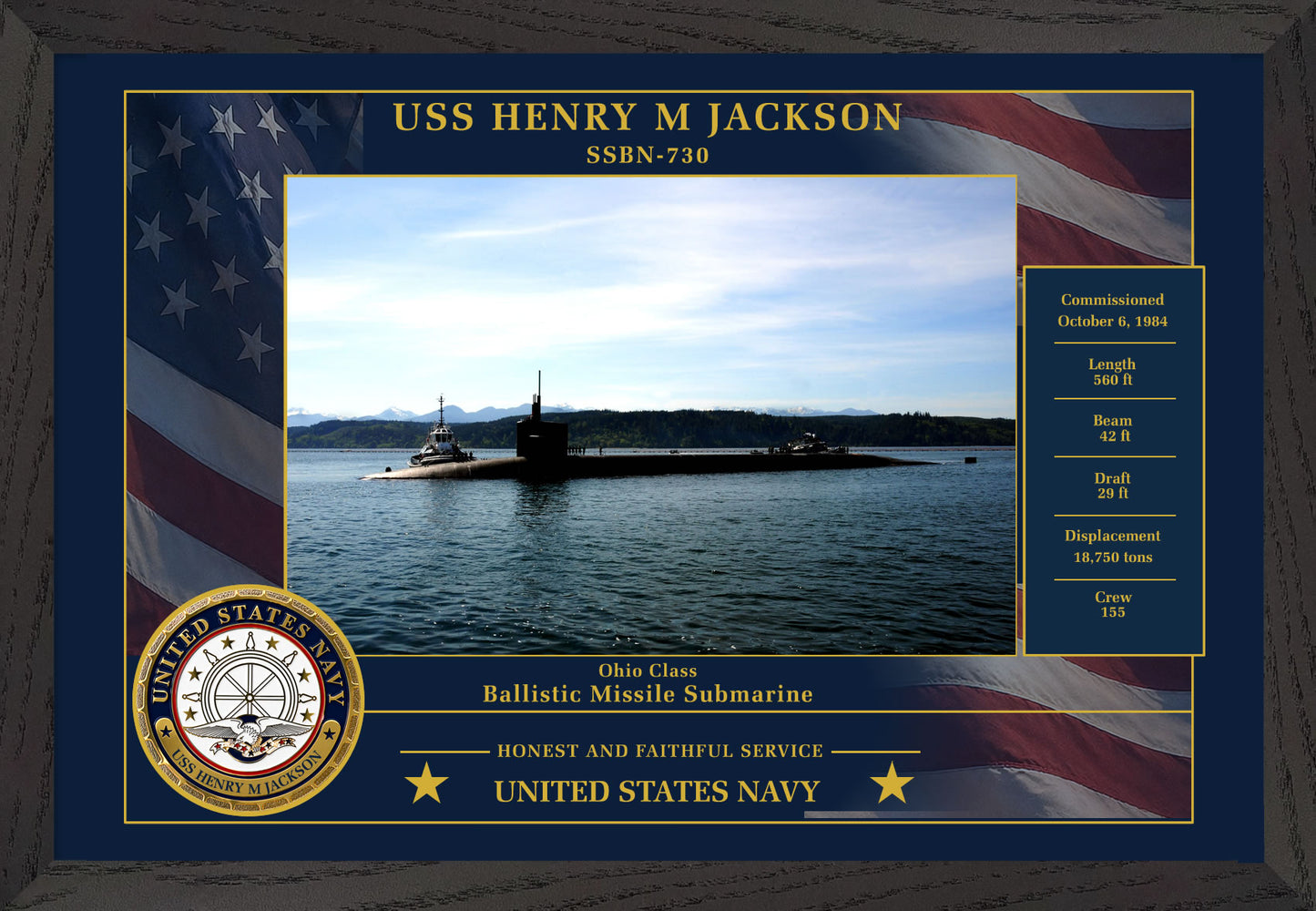 USS Henry M Jackson SSBN-730 Framed Patriotic Photo