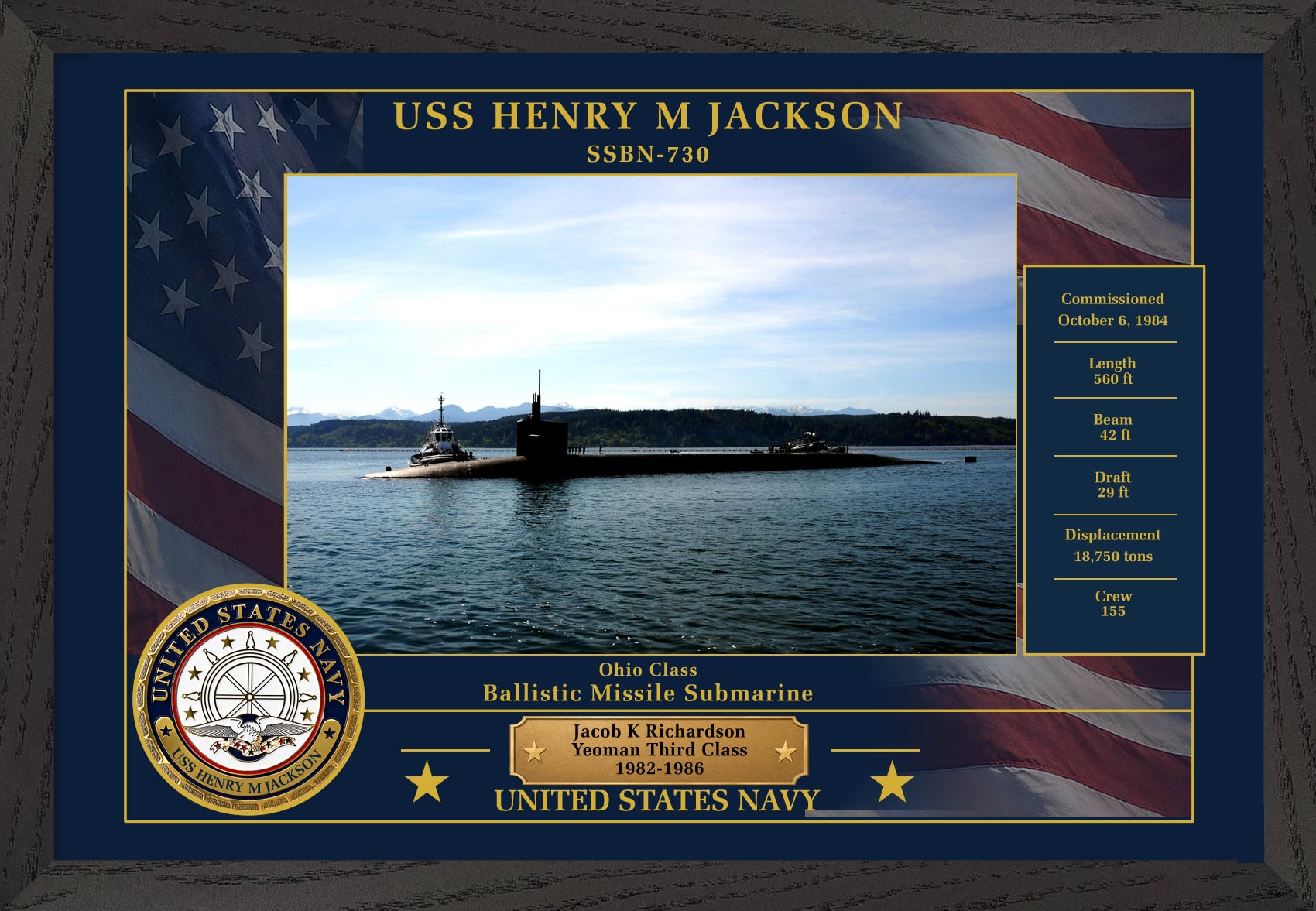 USS Henry M Jackson SSBN-730 Framed Patriotic Photo