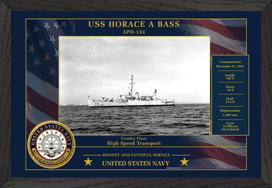 USS Horace A Bass APD-124 Framed Patriotic Photo