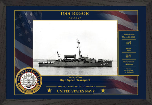 USS Begor APD-127 Framed Patriotic Photo