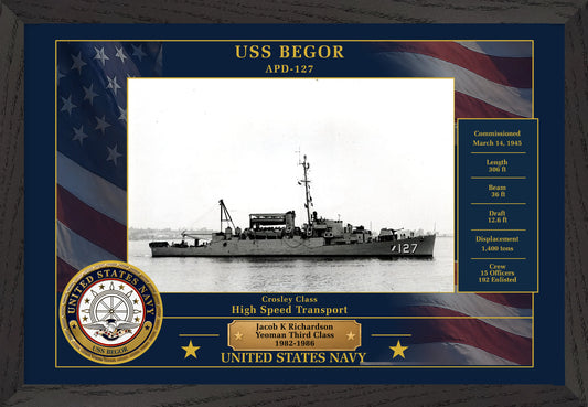 USS Begor APD-127 Framed Patriotic Photo