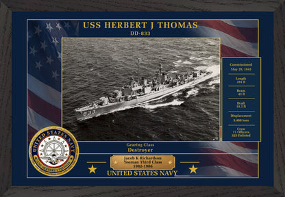 USS Herbert J Thomas DD-833 Framed Patriotic Photo