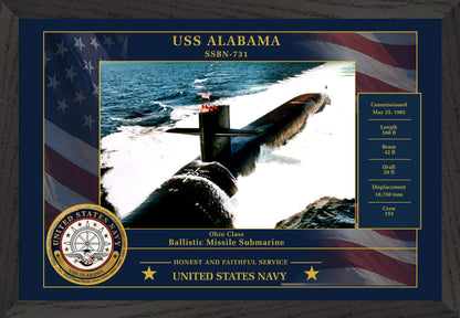 USS Alabama SSBN-731 Framed Patriotic Photo