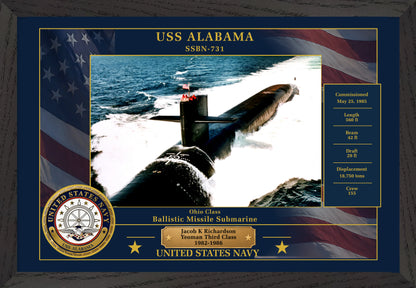 USS Alabama SSBN-731 Framed Patriotic Photo