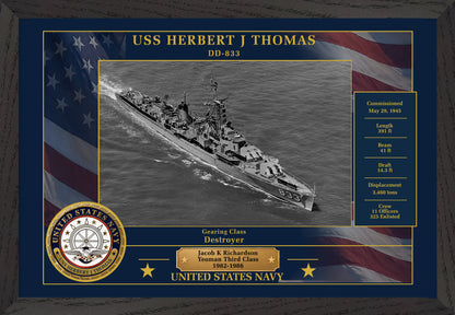 USS Herbert J Thomas DD-833 Framed Patriotic Photo