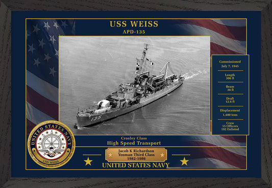 USS Weiss APD-135 Framed Patriotic Photo