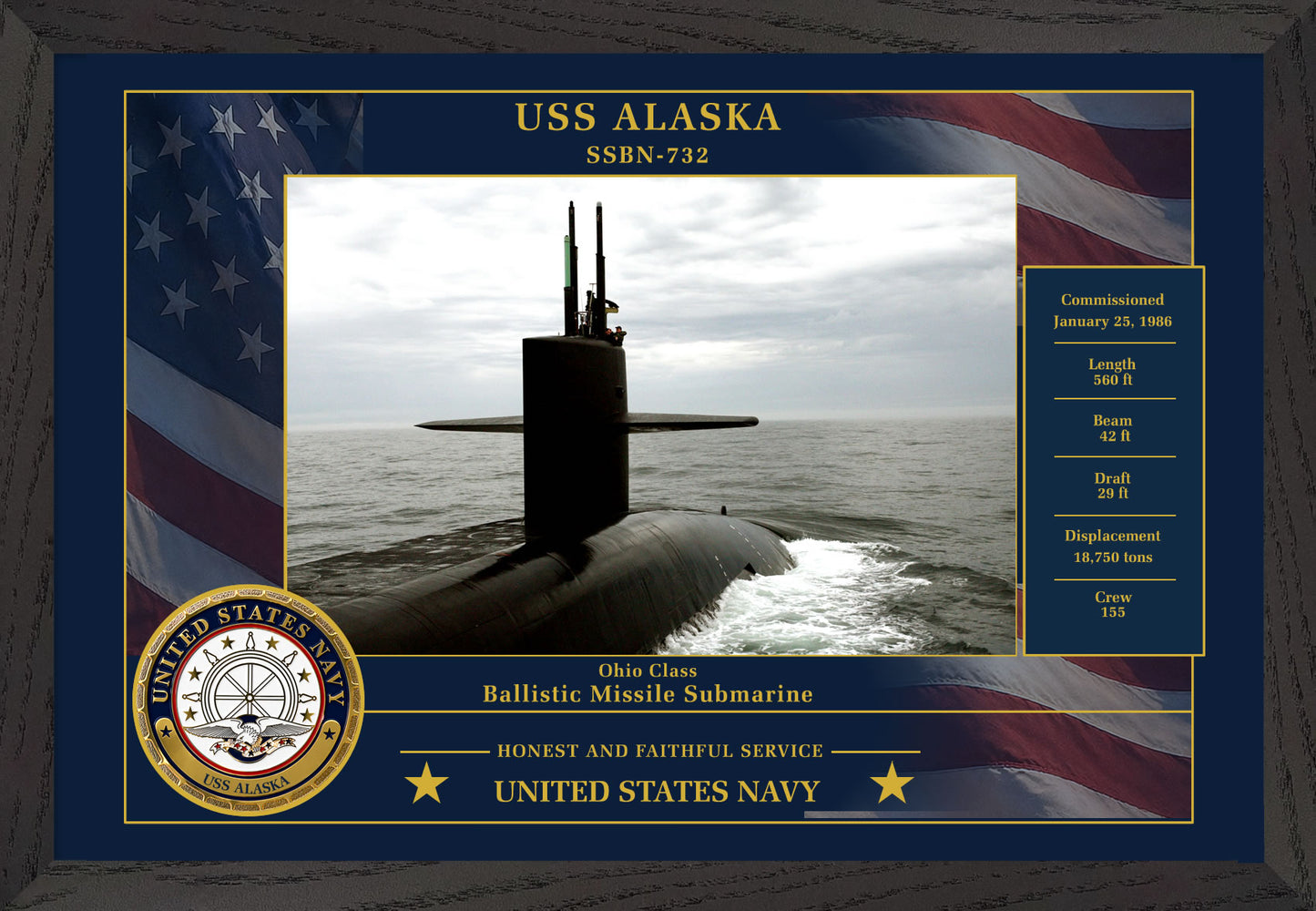 USS Alaska SSBN-732 Framed Patriotic Photo