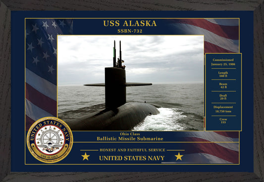 USS Alaska SSBN-732 Framed Patriotic Photo