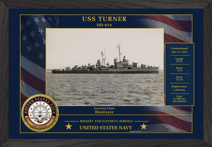 USS Turner DD-834 Framed Patriotic Photo