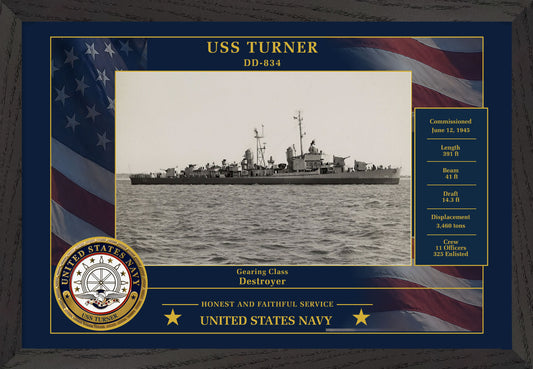 USS Turner DD-834 Framed Patriotic Photo