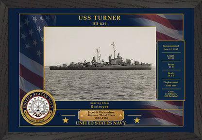 USS Turner DD-834 Framed Patriotic Photo