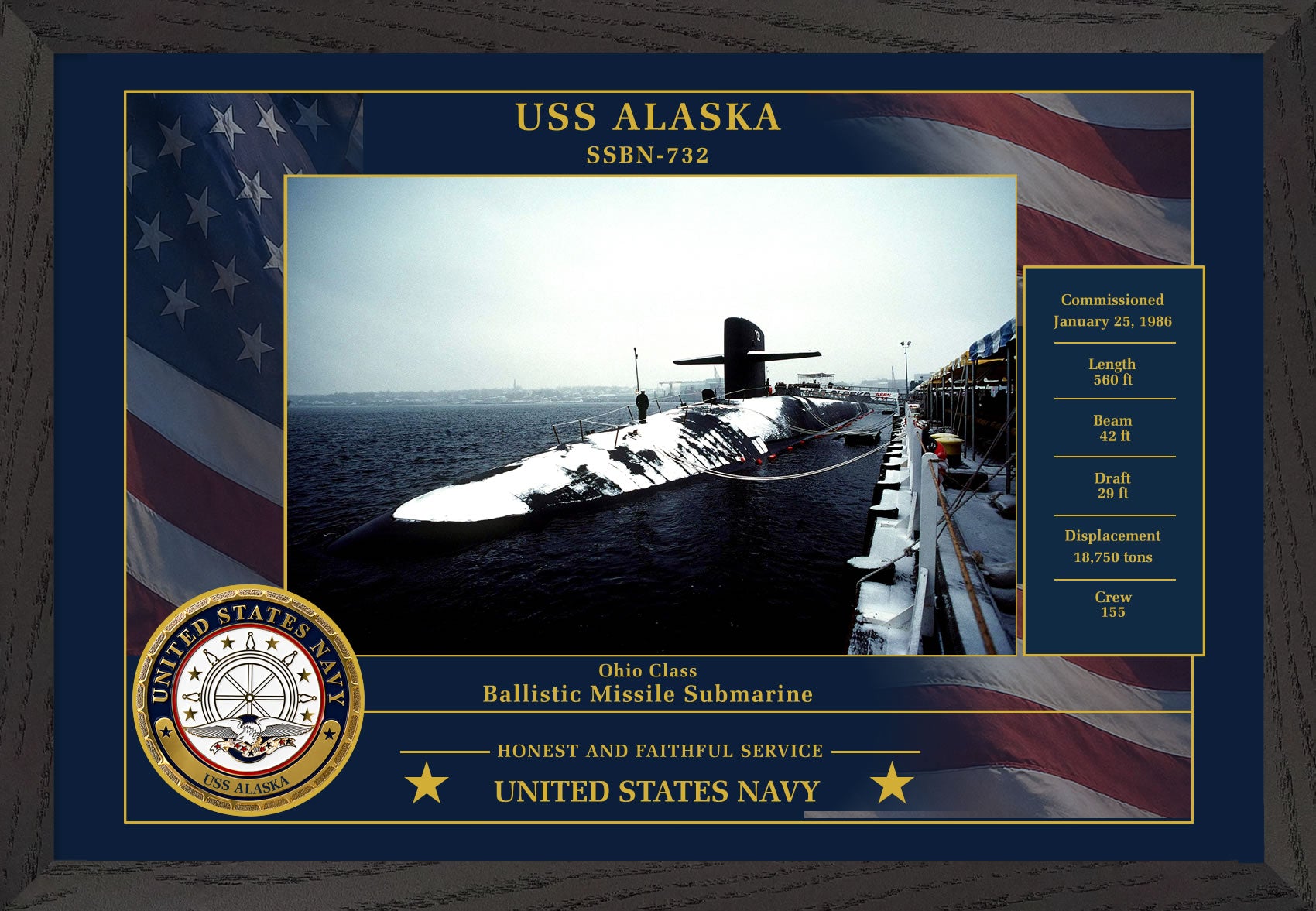 USS Alaska SSBN-732 Framed Patriotic Photo