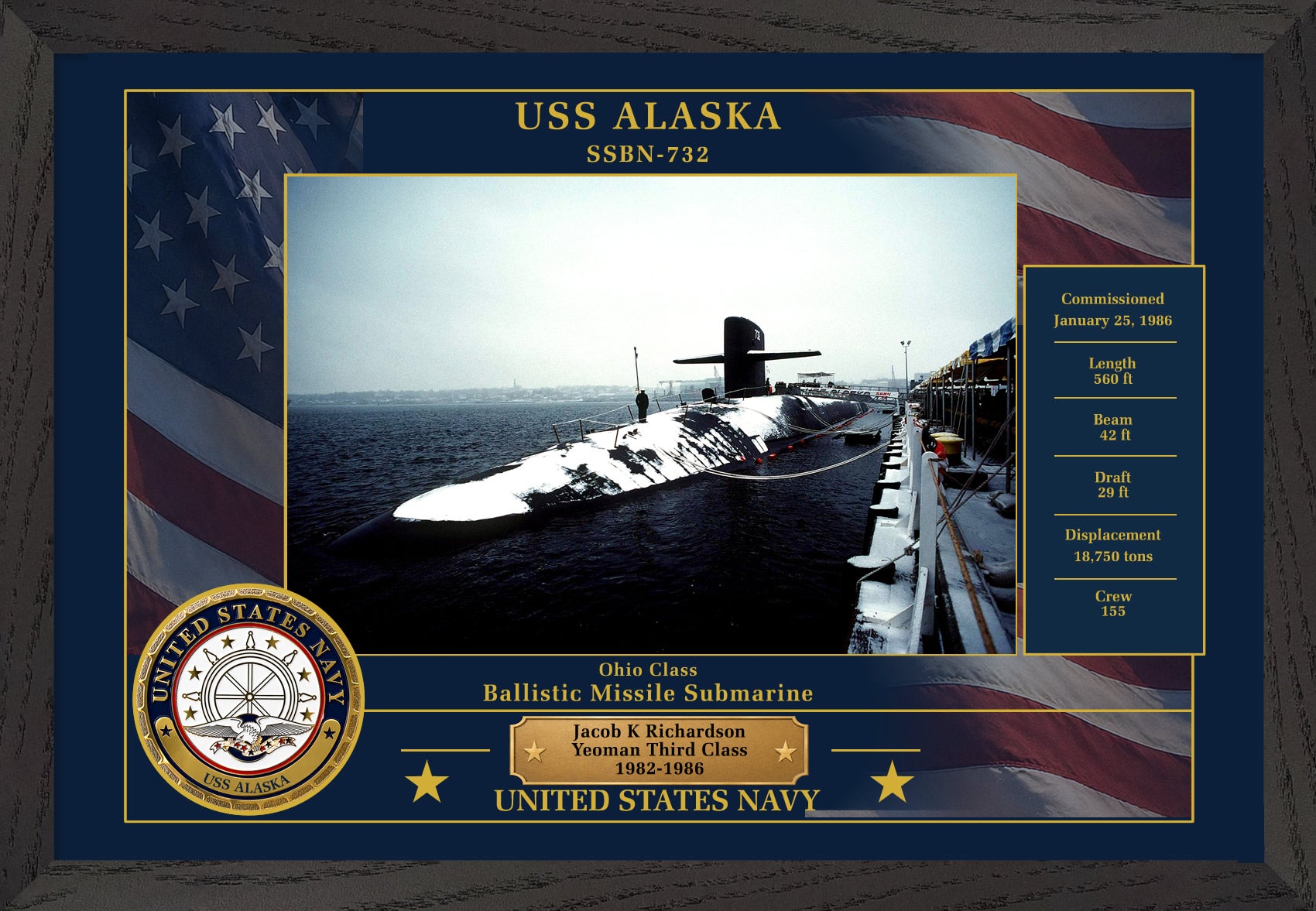 USS Alaska SSBN-732 Framed Patriotic Photo