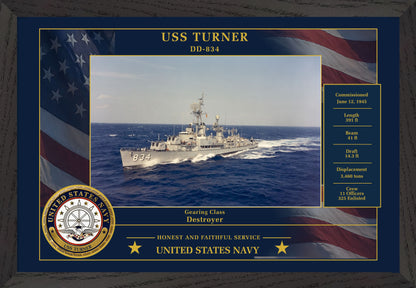 USS Turner DD-834 Framed Patriotic Photo