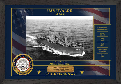 USS Uvalde AKA-88 Framed Patriotic Photo