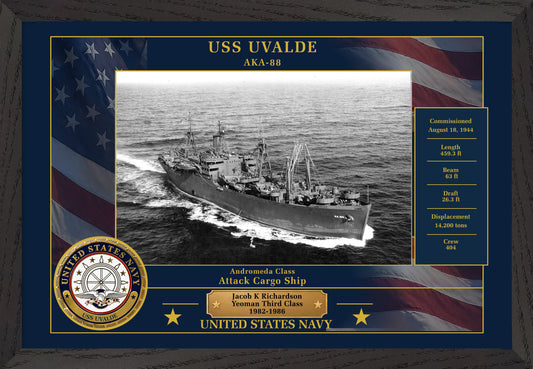 USS Uvalde AKA-88 Framed Patriotic Photo