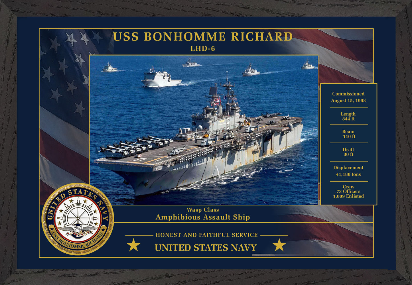 USS Bonhomme Richard LHD-6 Framed Patriotic Photo