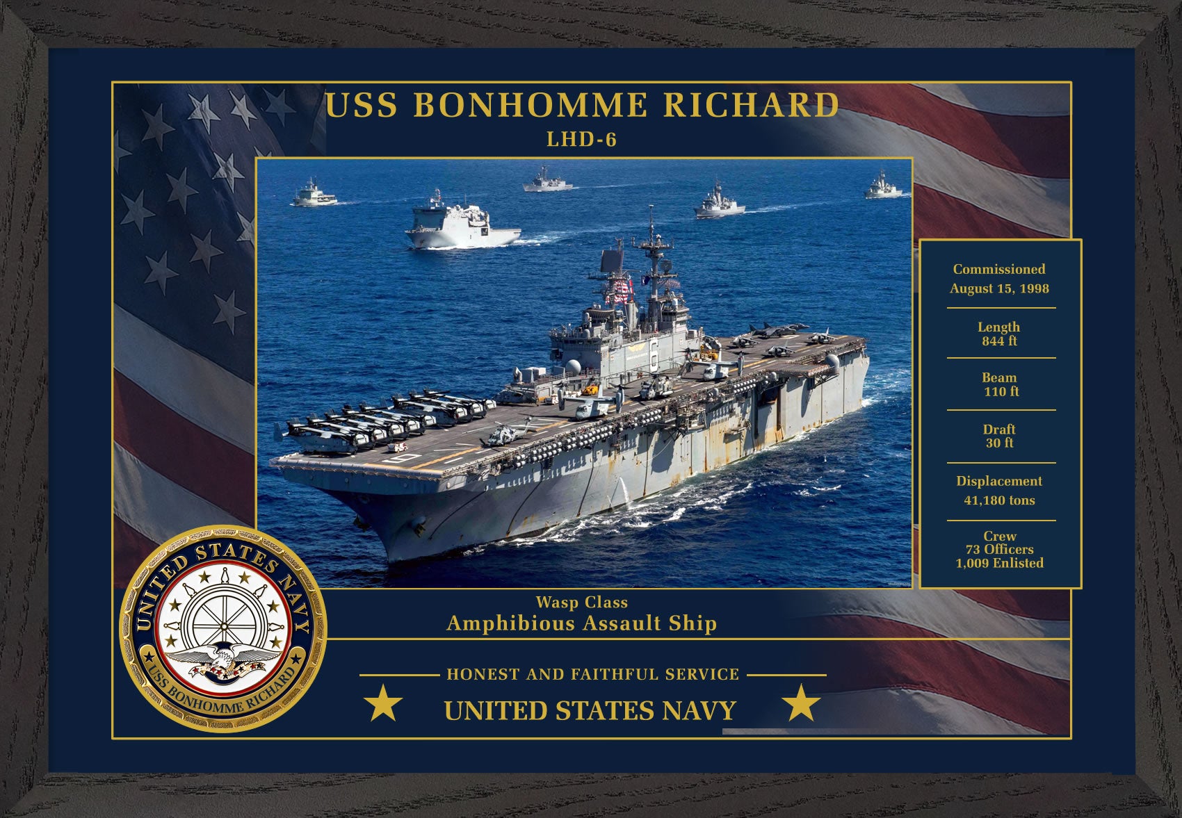 USS Bonhomme Richard LHD-6 Framed Patriotic Photo