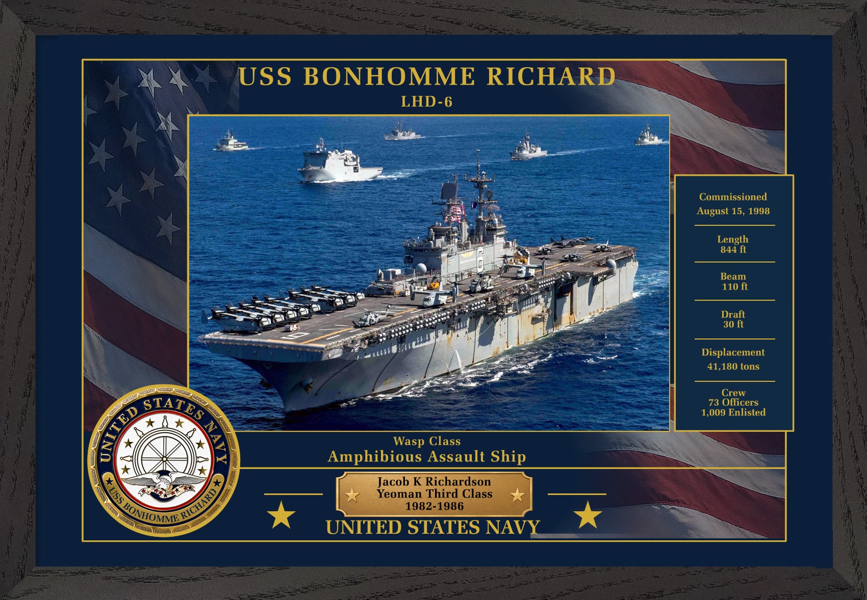 USS Bonhomme Richard LHD-6 Framed Patriotic Photo