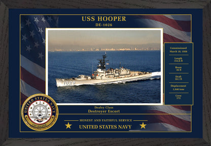 USS Hooper DE-1026 Framed Patriotic Photo