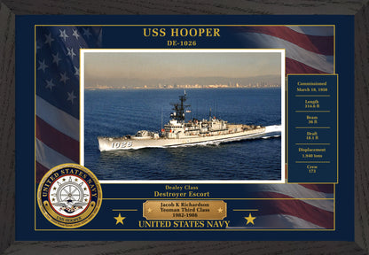 USS Hooper DE-1026 Framed Patriotic Photo