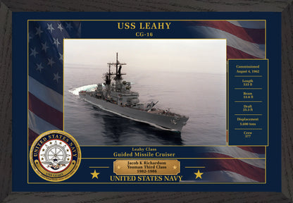 USS Leahy CG-16 Framed Patriotic Photo