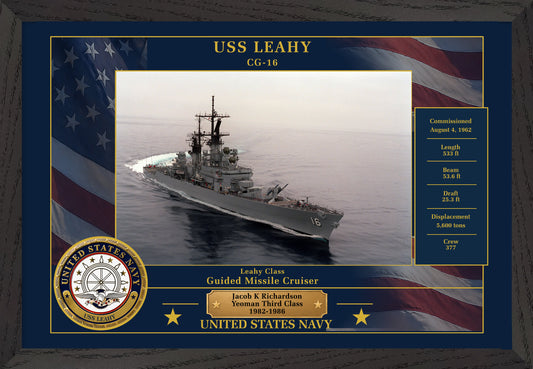USS Leahy CG-16 Framed Patriotic Photo