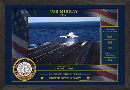 USS Midway CV-41 Framed Patriotic Photo