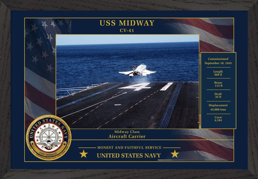 USS Midway CV-41 Framed Patriotic Photo