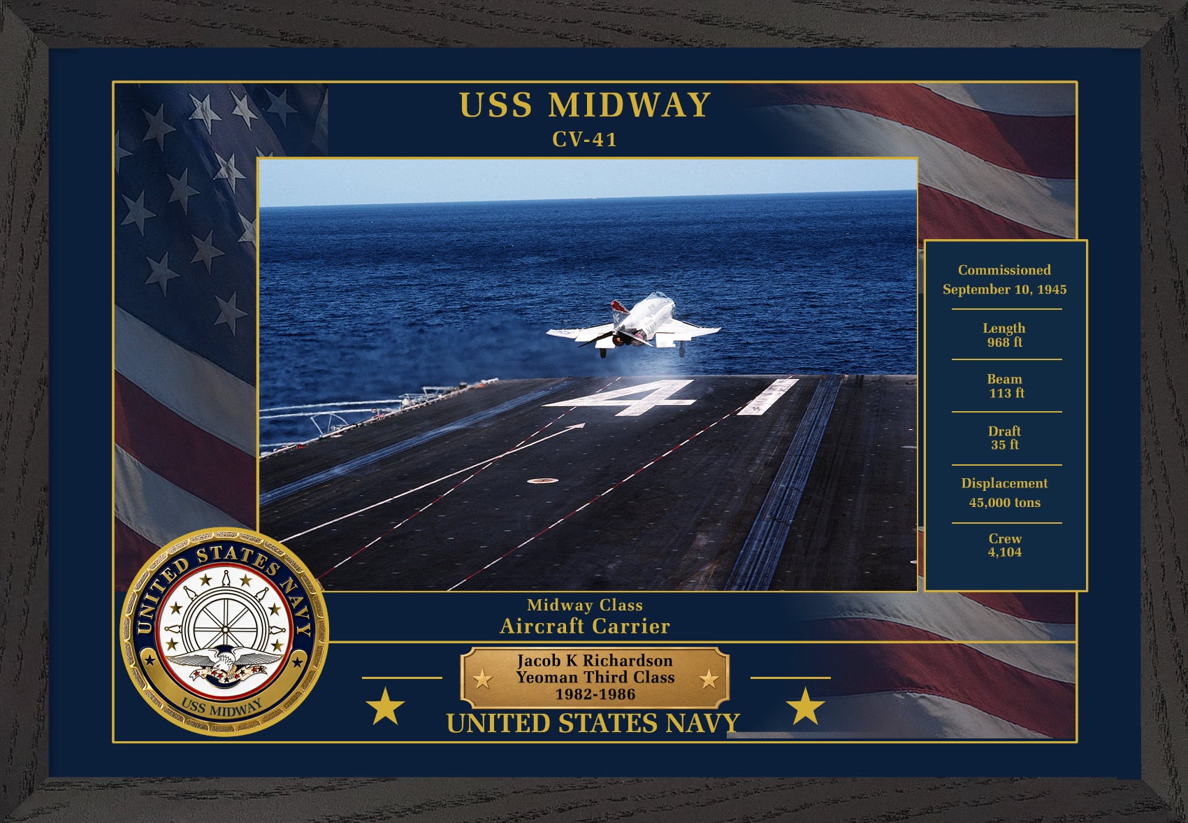 USS Midway CV-41 Framed Patriotic Photo