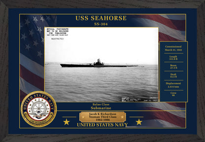 USS Seahorse SS-304 Framed Patriotic Photo