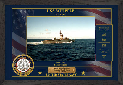 USS Whipple FF-1062 Framed Patriotic Photo