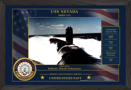 USS Nevada SSBN-733 Framed Patriotic Photo