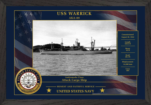 USS Warrick AKA-89 Framed Patriotic Photo