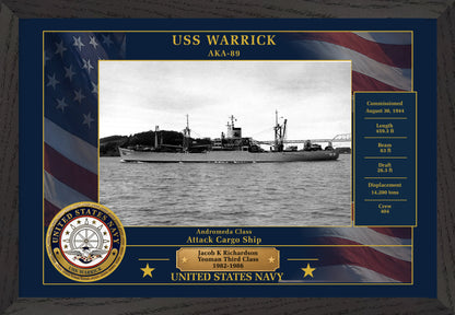 USS Warrick AKA-89 Framed Patriotic Photo