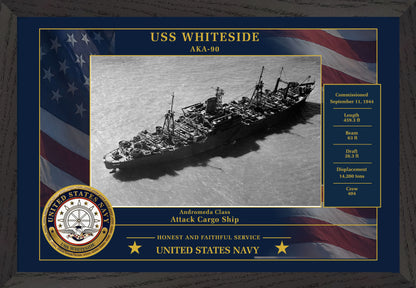 USS Whiteside AKA-90 Framed Patriotic Photo