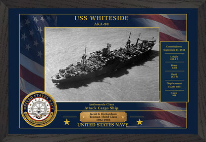 USS Whiteside AKA-90 Framed Patriotic Photo