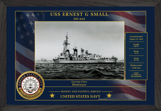 USS Ernest G Small DD-838 Framed Patriotic Photo