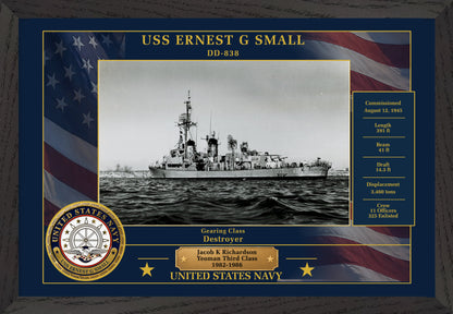 USS Ernest G Small DD-838 Framed Patriotic Photo