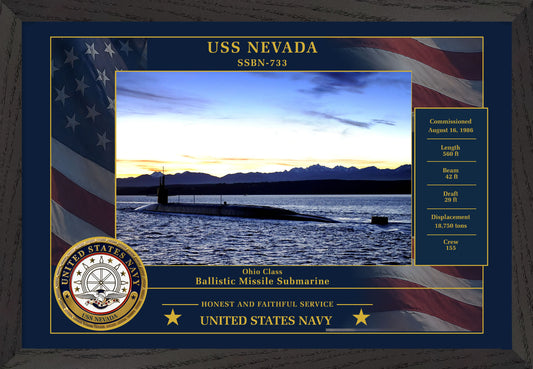 USS Nevada SSBN-733 Framed Patriotic Photo