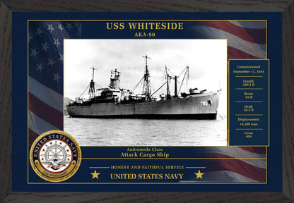USS Whiteside AKA-90 Framed Patriotic Photo