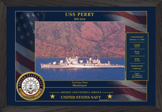 USS Perry DD-844 Framed Patriotic Photo