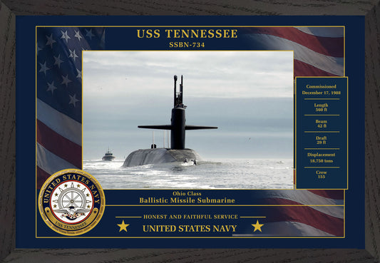 USS Tennessee SSBN-734 Framed Patriotic Photo