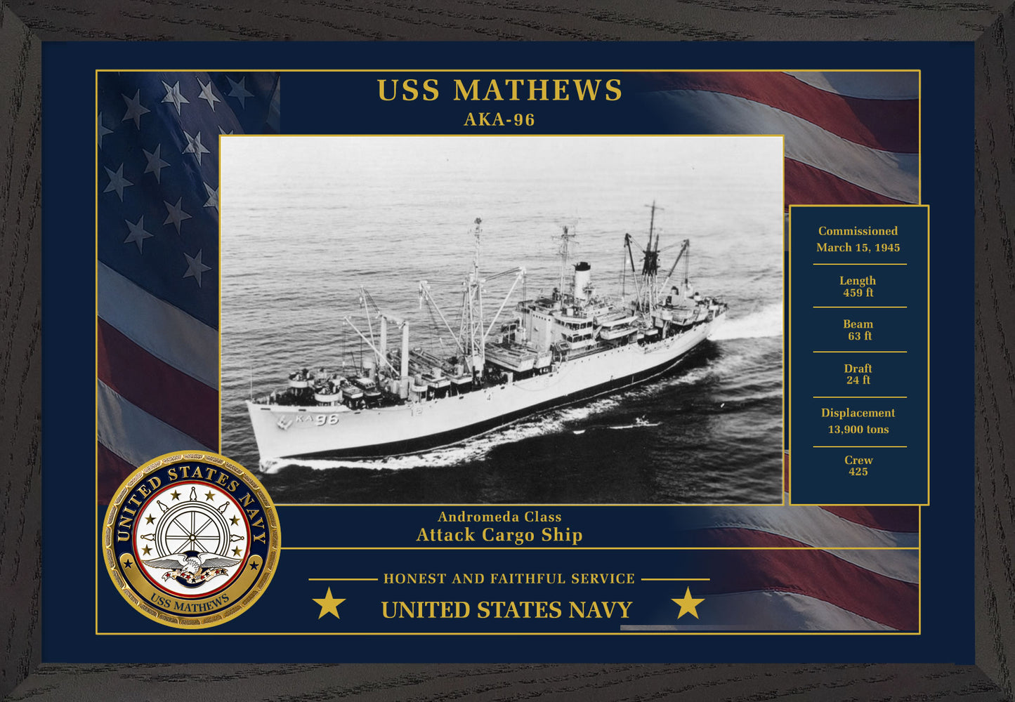 USS Mathews AKA-96 Framed Patriotic Photo