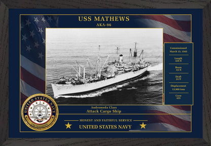 USS Mathews AKA-96 Framed Patriotic Photo