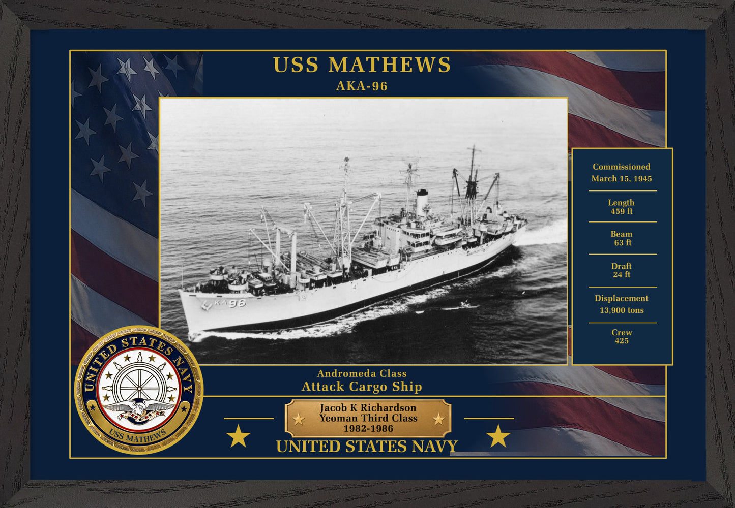 USS Mathews AKA-96 Framed Patriotic Photo