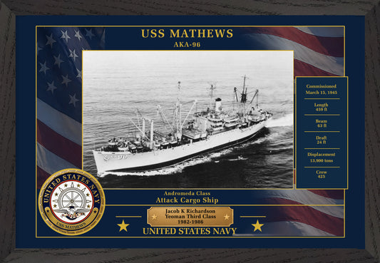 USS Mathews AKA-96 Framed Patriotic Photo