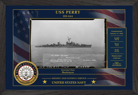 USS Perry DD-844 Framed Patriotic Photo