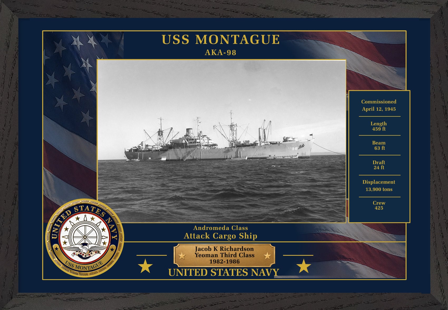 USS Montague AKA-98 Framed Patriotic Photo