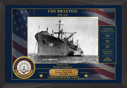 USS Braxton APA-138 Framed Patriotic Photo